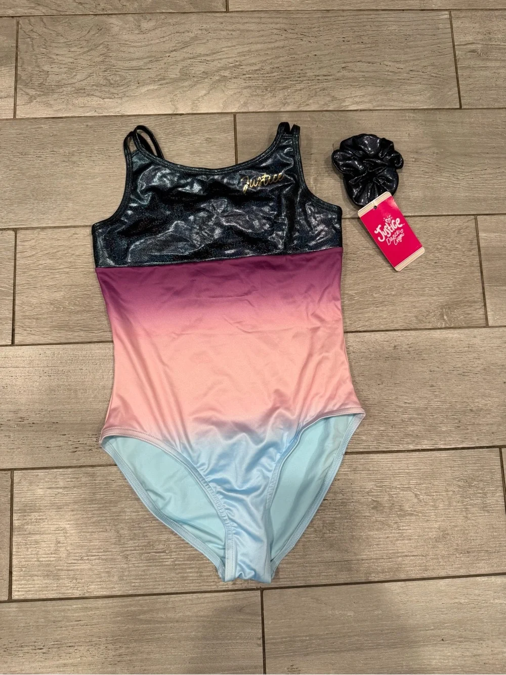 Justice Girls Ombre One-Piece Swimsuit in Pink and Blue